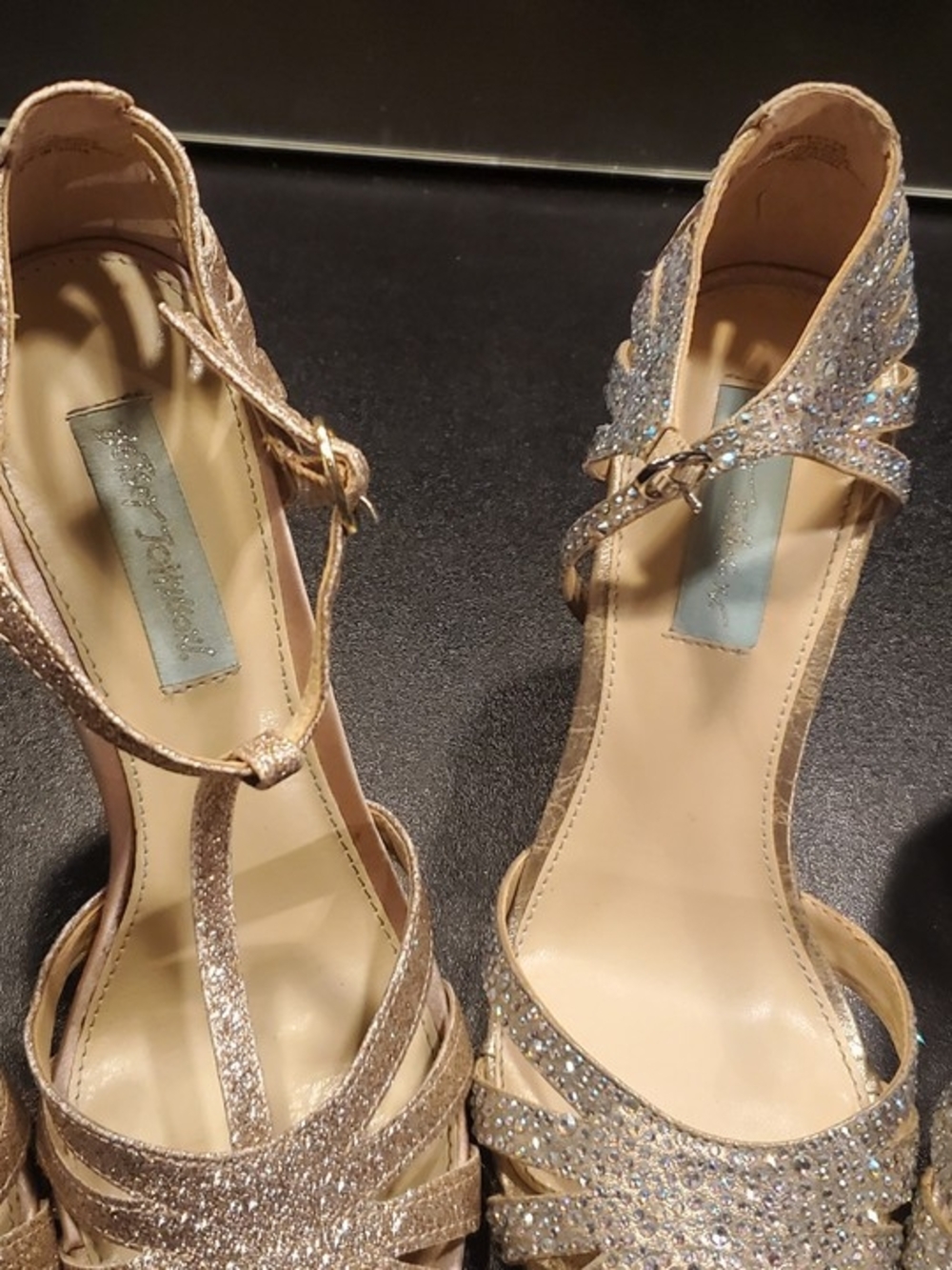 Betsey Johnson Sparkling Champagne Women’s T-Strap Heels Size 7 (2 Pairs)